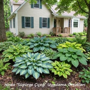 Hosta Banana Kid süpürge çiçeği saksıda yetişmiş