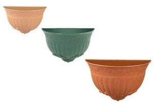 Flora aplik plastik dekoratif duvar saksısı 25 cm Somon