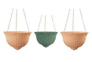 Flora sarkan plastik dekoratif makrome saksı 25 cm Yeşil