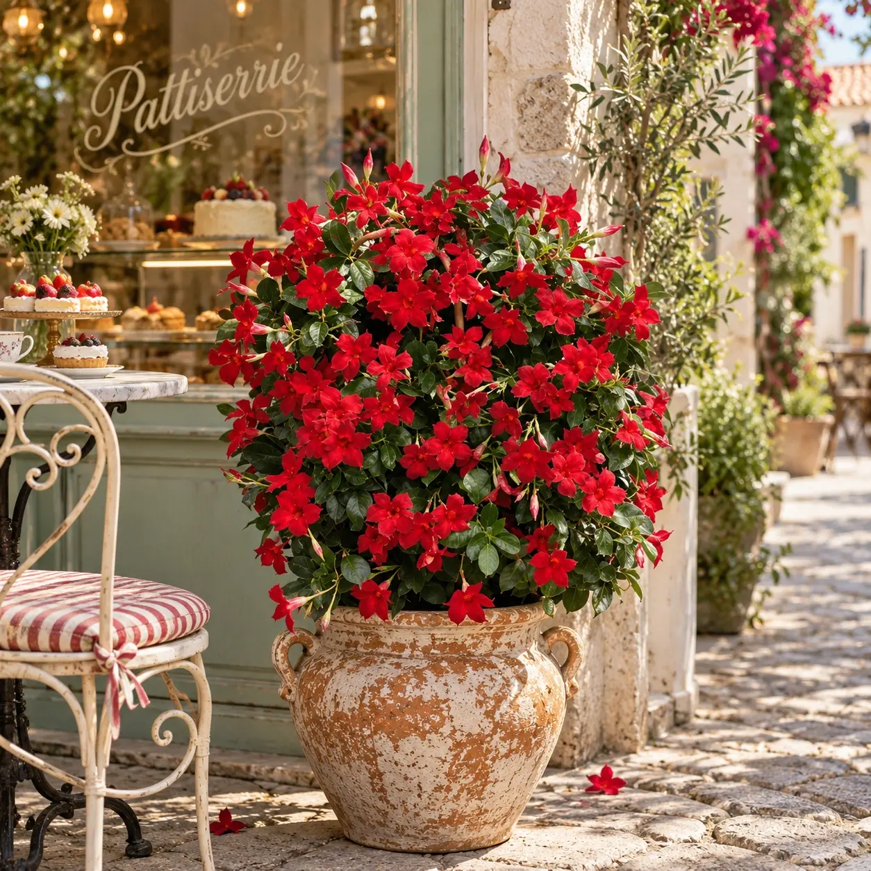 Kırmızı mandevilla sarmaşık sundaville