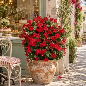 Kırmızı mandevilla sarmaşık sundaville