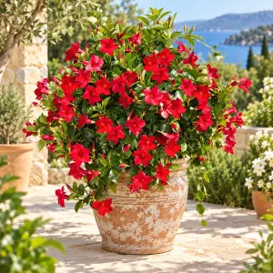 Kırmızı mandevilla sarmaşık sundaville