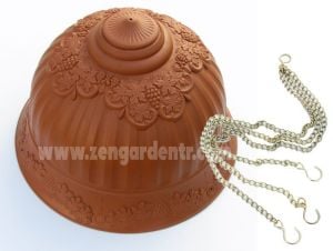 Flora sarkan plastik dekoratif makrome saksı 30 cm Kahverengi