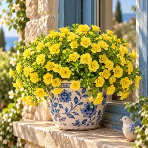 Katmerli sarı calibrachoa fidesi sarkan calita double sun