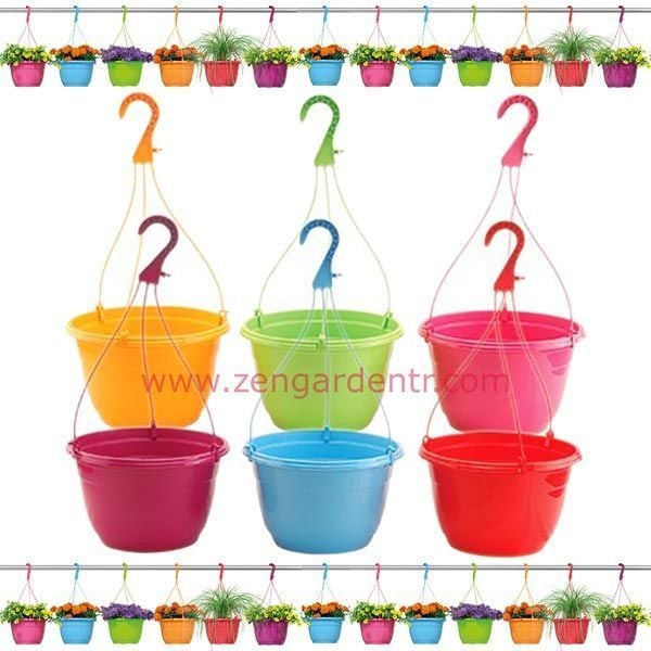 Askı sepet saksı makrome teku sarkan renkli 5 lt 25 cm MAL25
