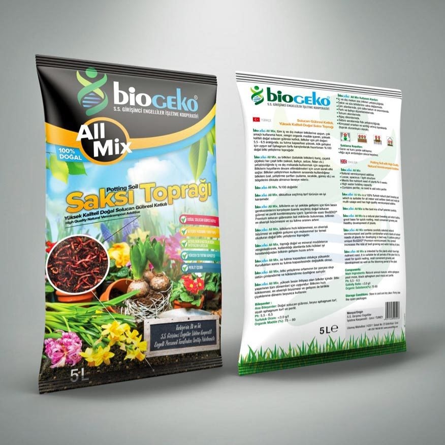 BioGEKO All Mix %100 doğal solucan gübreli saksı toprağı 10 litre