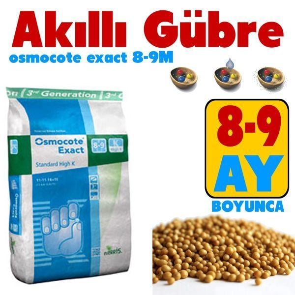 Akıllı gübre osmocote exact 8-9 aylık 15-9-12-2MgO+TE
