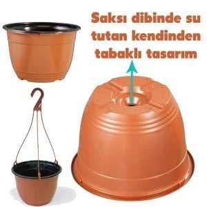 3 adet askı saksı 22 cm kendinden tabaklı teku