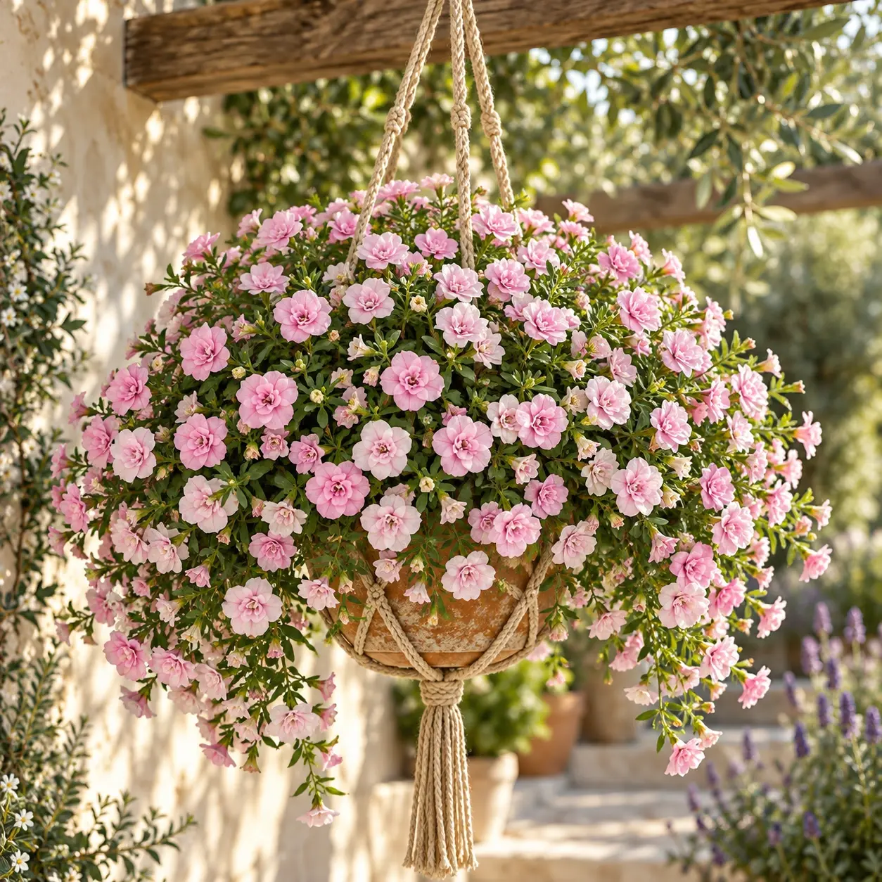 Katlı pembe calibrachoa fidesi sarkan double pink