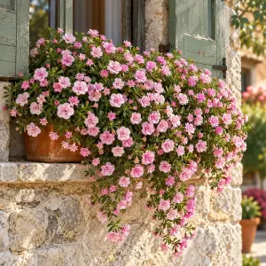Katlı pembe calibrachoa fidesi sarkan double pink